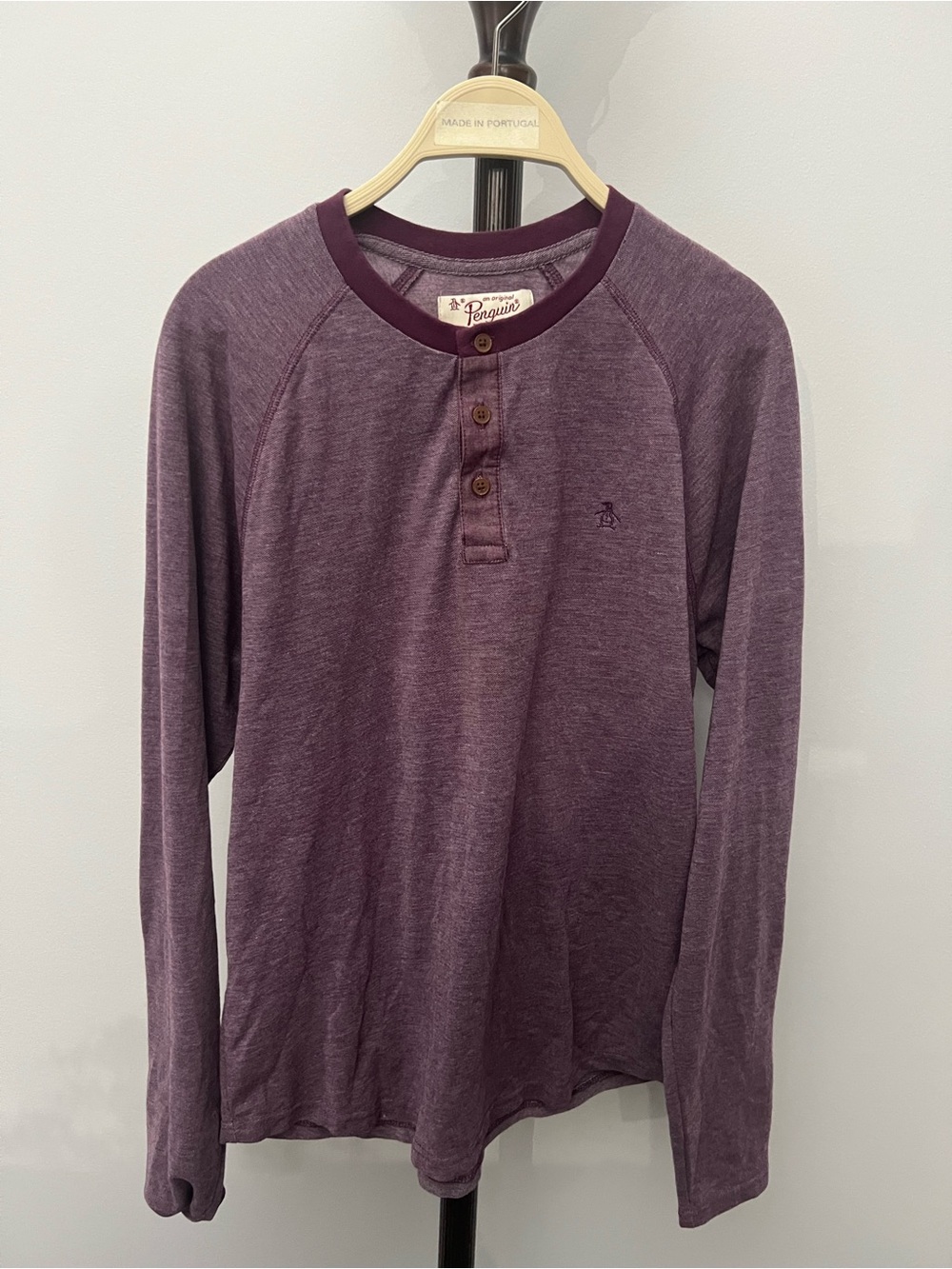 Original Penguin Long-Sleeve Henley in Plum Heather
